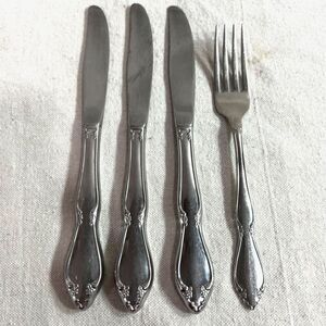 4pc Knives Fork Silverware Oneida Community Chatelaine Stainless Steel Flatware